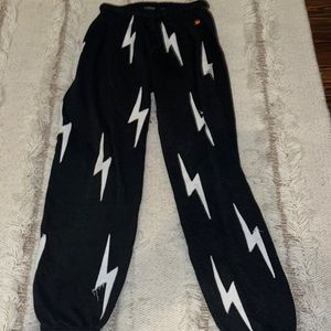 Aviator Nation - WOMEN'S BOLT STITCH REPEAT SWEATPANTS - BLACK // WHITE
